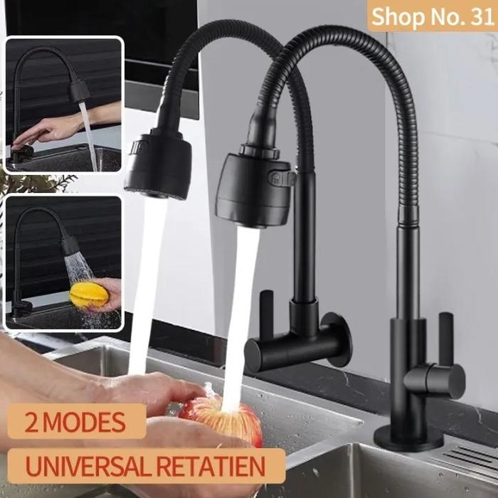 SUS 304 Kran Angsa Dapur Fleksibel / Kran Wastafel Cuci Piring Stainless / Kran Air 1/2 Inci / Kran 