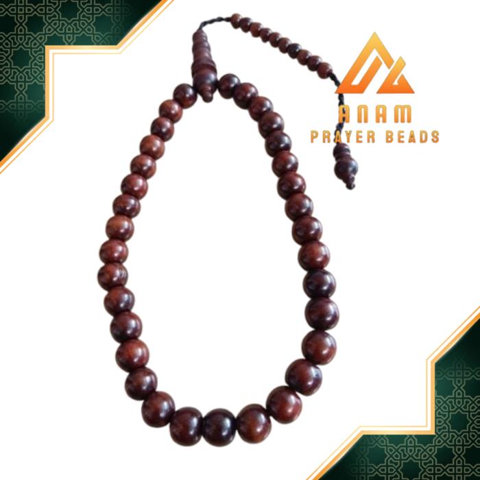ANAM Tasbih Kayu Stigi Laut Asli 33 Butir 8mm Bahan Alami Elegan Praktis untuk Koleksi dan Harian