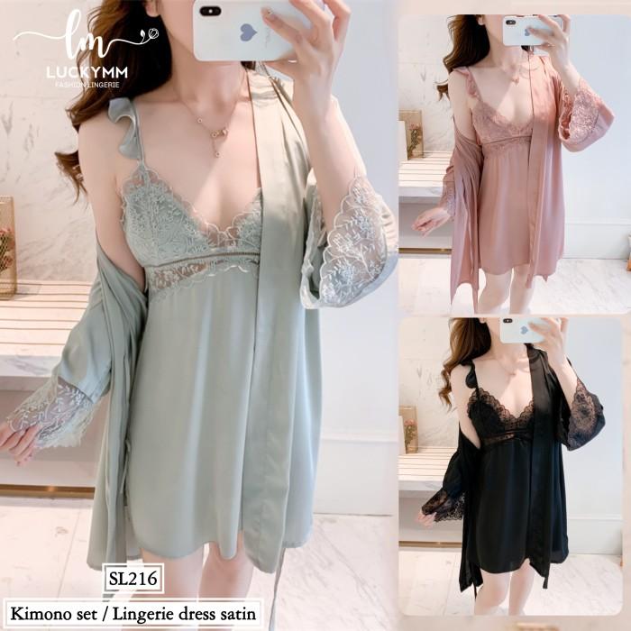 Sexy Lingerie Kimono Set Satin Baju Tidur Sexy Lingerie Kimono Wanita