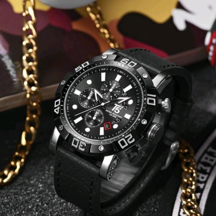 Jam Tangan Pria T5 Original H 3855G Black Silver