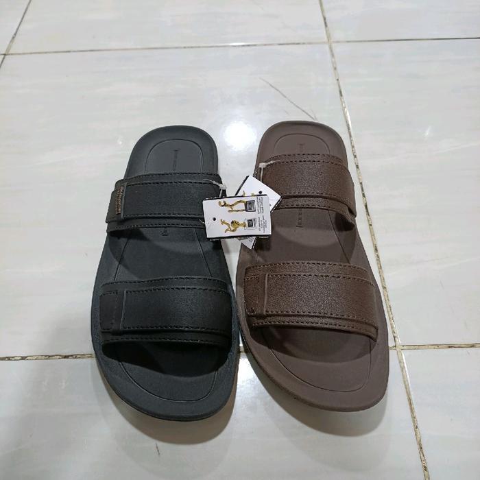 NECKERMAN Sandal Pria Flet Xaman Hitam & Brown untuk Harian Nyaman dan Gaya