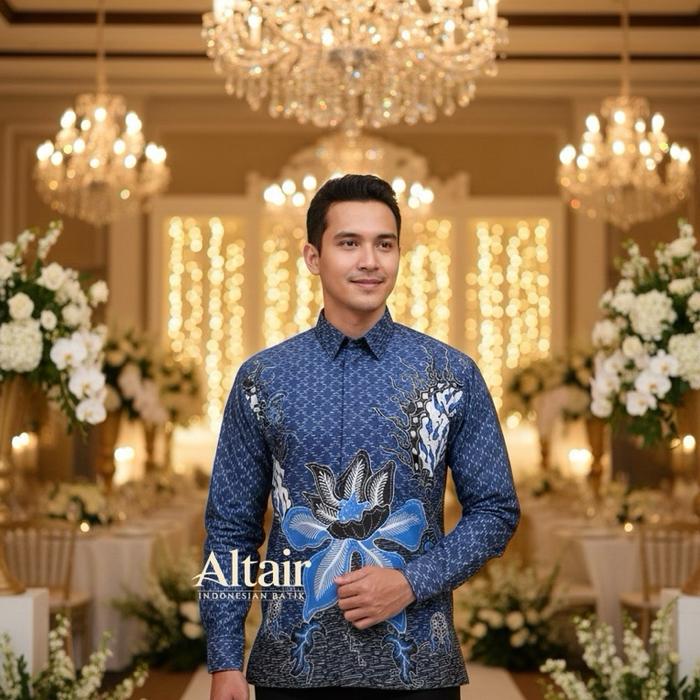 Kemeja batik motif bunga telang