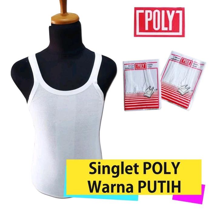 (3pcs) Kaos dalam pria merk poly || singlet poly cowok putih polos strip