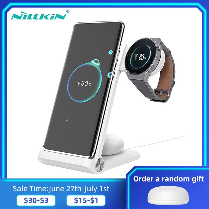NILLKIN 3-in-1Wireless Charger Stand For iphone 13pro max xiaomi 12
