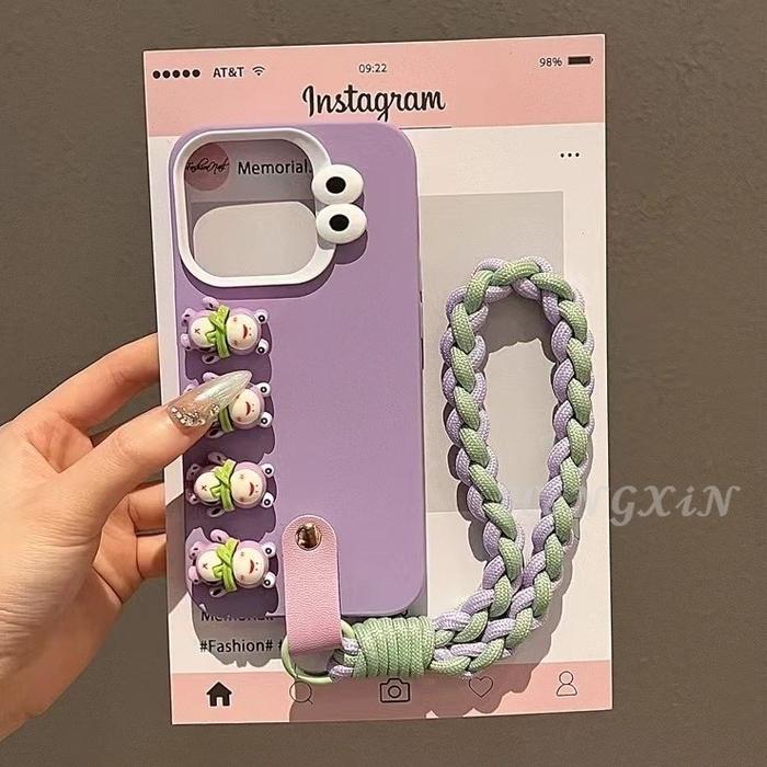 3D cartoon frog hand rope suitable for Apple 16 ProMAX phone case iPhone 11 12 13 14 15 ProMAX silic