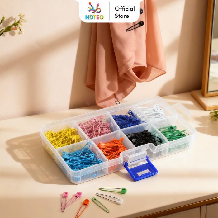 Set Peniti Jilbab Warna Cantik 320pcs dengan Box Organizer untuk Hijab & Kerajinan GJ-071203
