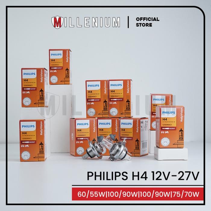 Bohlam Halogen H4 Lampu Utama Mobil PHILIPS 60/55 Watt - 100/90 Watt - 75/70 Watt - 12V / 24V Origin
