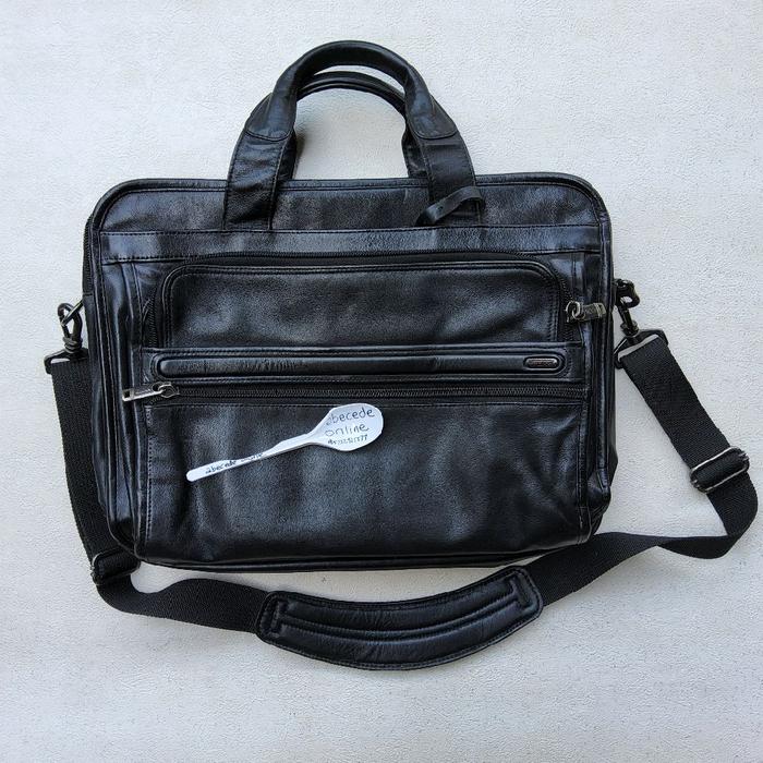 Tumi Briefcase Leather Alpha Expandable Organizer 96130D4 Black