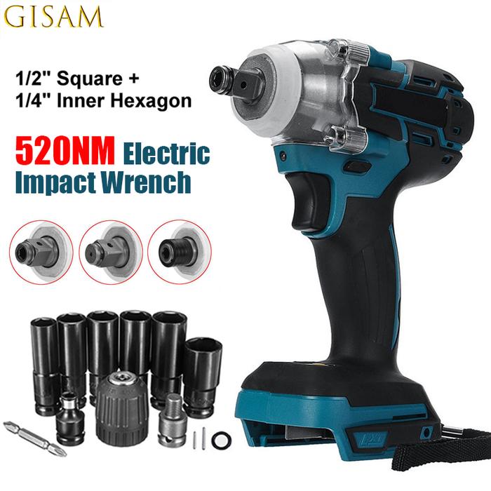 520NM Brushless Electric Impact Wrench Screwdriver 1/2 Inch Power