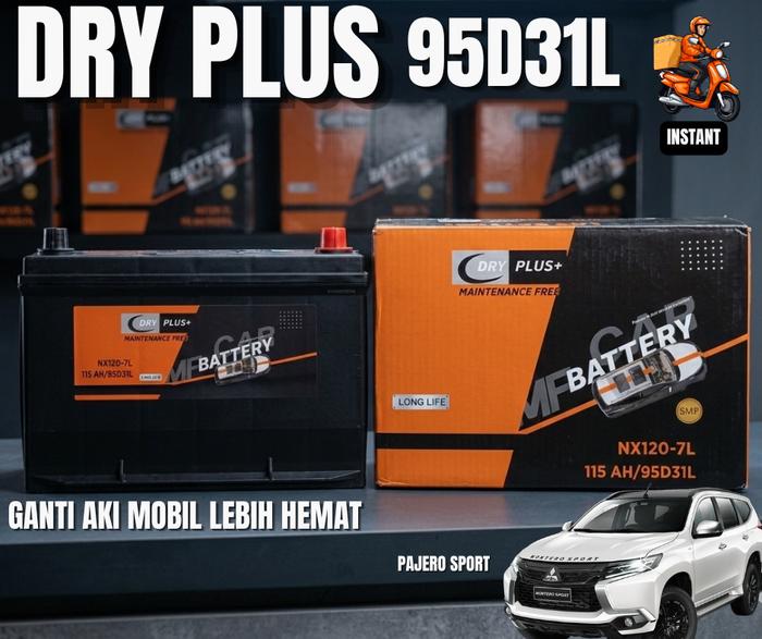 Aki Mobil Dry Plus 95D31L (NX120-7L) Maintenance Free - Aki Kering High Power Original Garansi