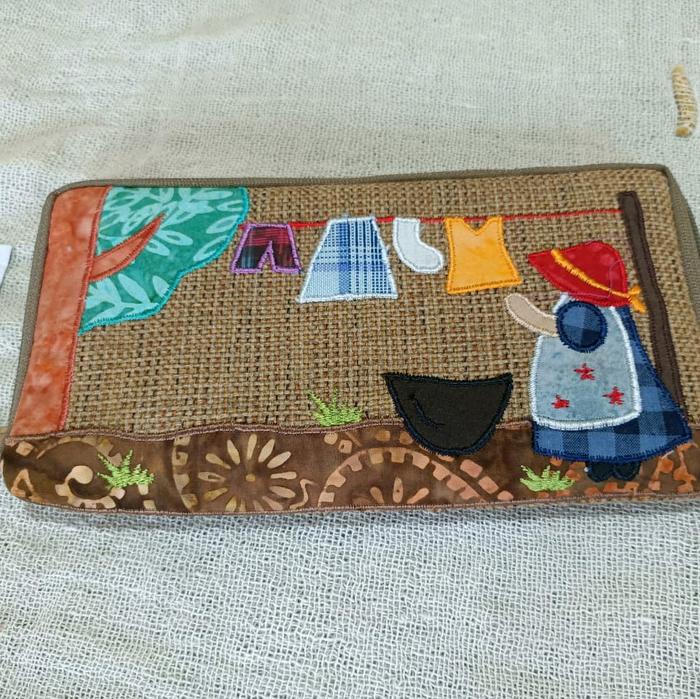 Wallet kain karung bordir aplikasi perca batik Bali