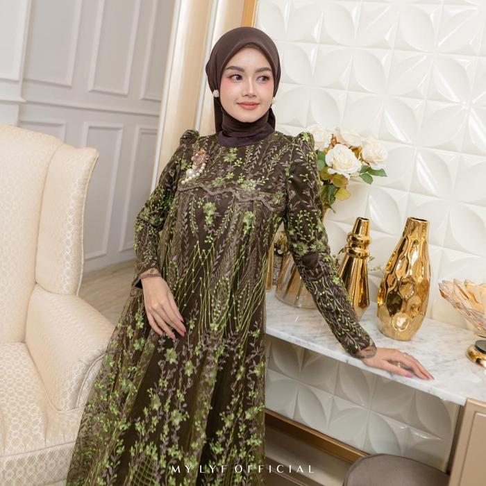MYLYF Official Saica Dress Raya Series Gaun Gamis Baju Busana Bahan Maxmara Wanita Muslimah Tunangan