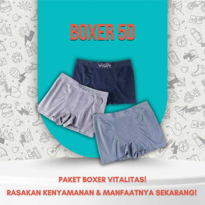 Celana Dalam Terapi Magnetic 5D Boxer Kesehatan Pembesar Kelamin Pria Dewasa Underware Sempak CD Pol