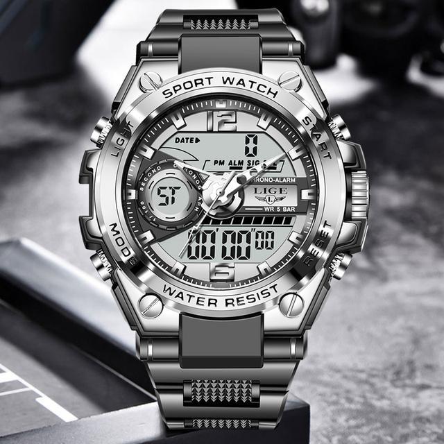 LIGE 2022 terbaru original jam tangan pria fashion digital jam tangan