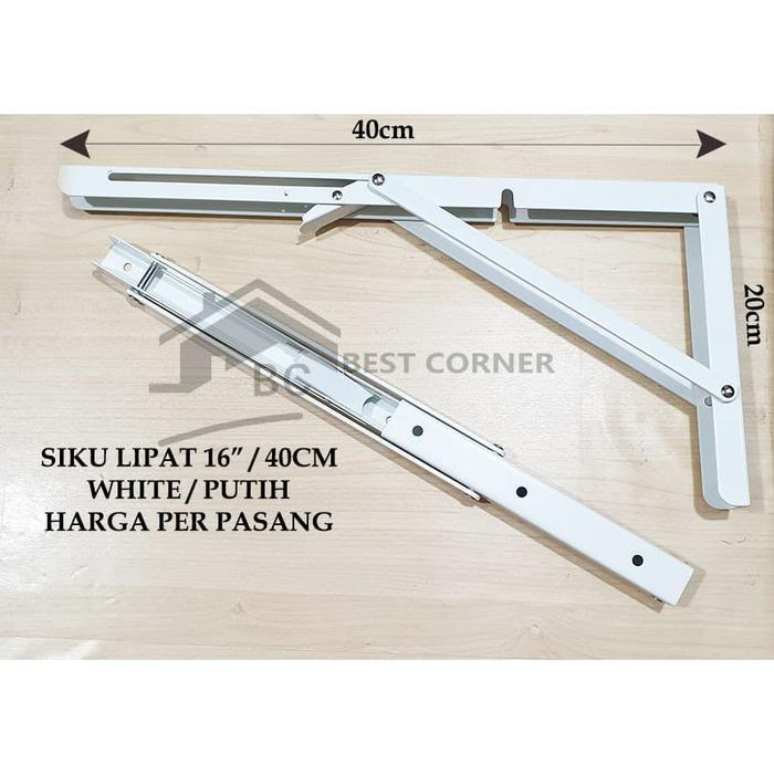 SIKU RAK LIPAT 16INCH 40CM PER PASANG FOLDING BRACKET SISTEM PENCET