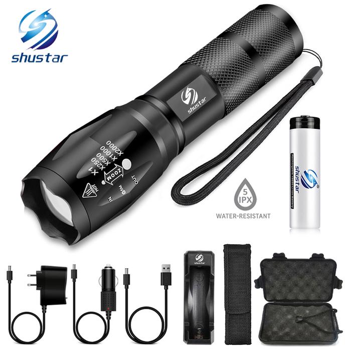 Shustar Senter Led Senter Ultra Terang Lampu Kemah L2/V6 5 Mode