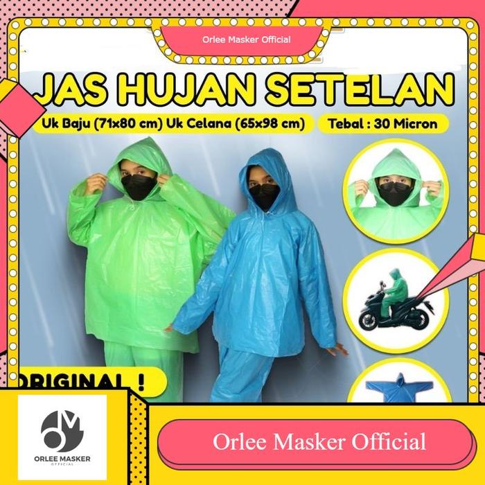 MANTOL LDPE PLASTIK TEBAL/ JAS HUJAN LDPE MERK ORLEE -KEPALA RUSA/ JAS HUJAN JAKET CELANA