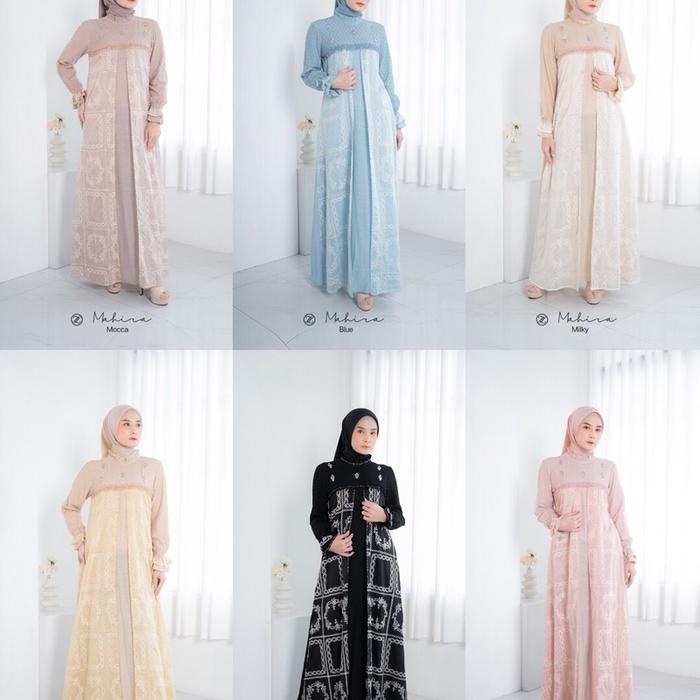 Skyshop Hijab Dress Mahira dual layer Series By Zalifa Bahan PaperSilky Premium nyaman gaun kondanga