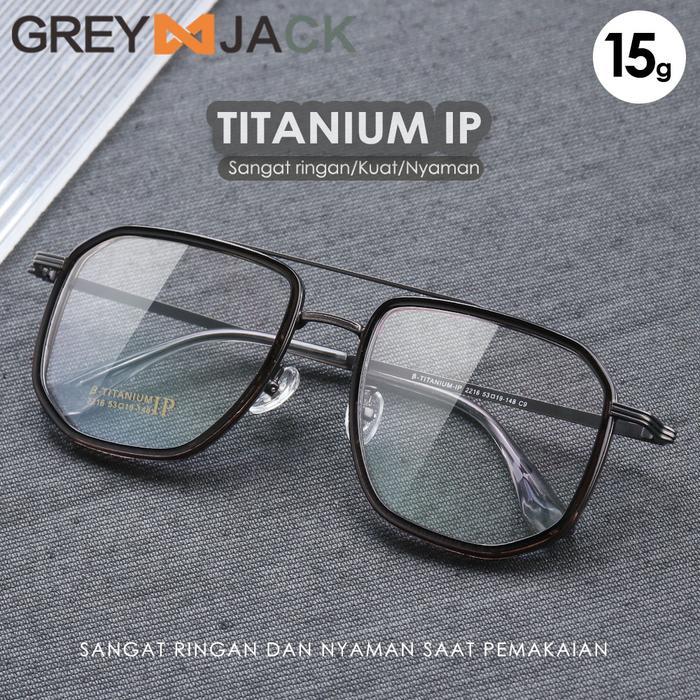 Grey Jack Frame Kacamata Titanium Aviator Kotak Ringan Dan Kokoh 2216