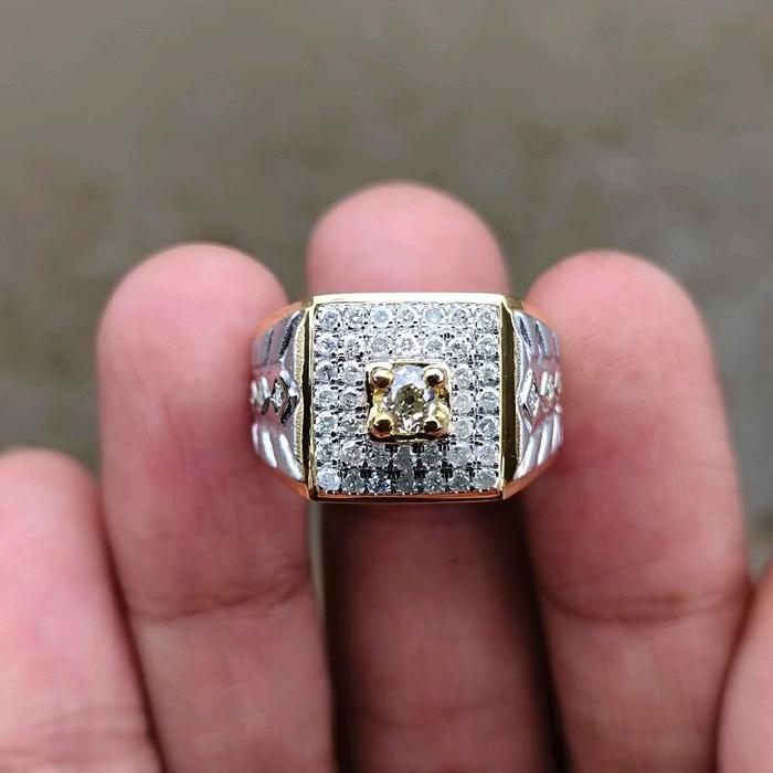 Cincin Pria Mata Utama Berlian Banjar Keliling Berlian Erofa Natural