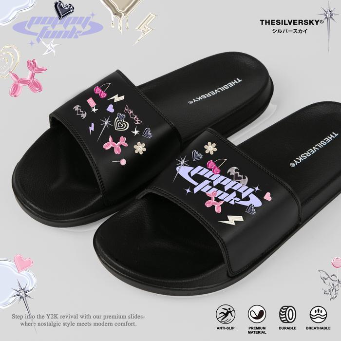 INSTAN THESILVERSKY POPPY FUNK Y2K SLIDES SANDAL PREMIUM SLIP ON LARIS