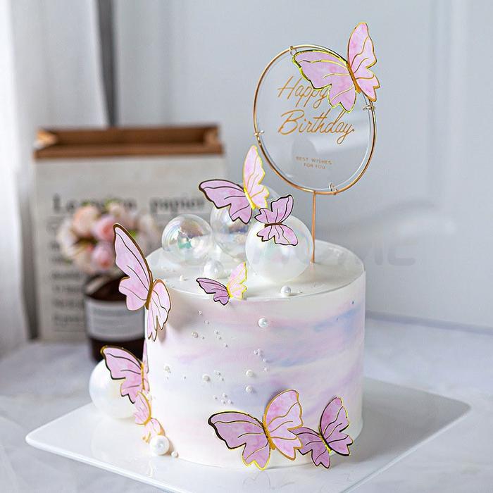 Topper Kupu Kupu/Topper Kue Butterfly Buket Dekorasi/Potongan Hiasan Kupu-Kupu
