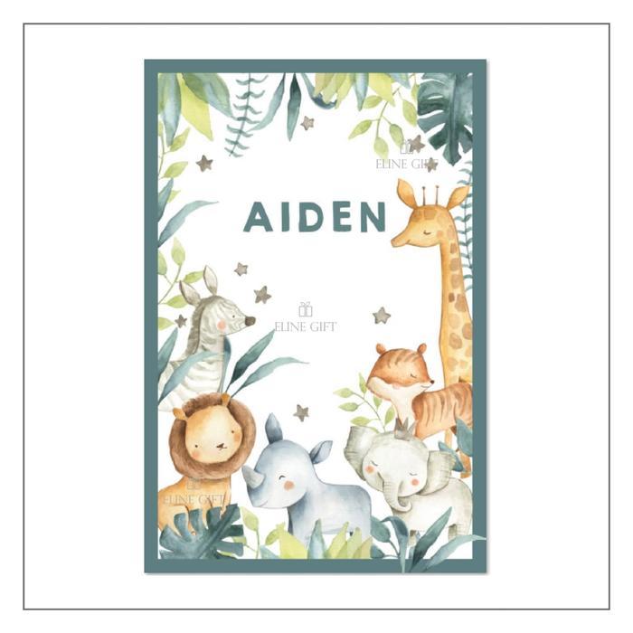 Selimut Bedcover Anak Bayi Custom Nama Baby Boy Safari Jungle Animal #Gratisongkir