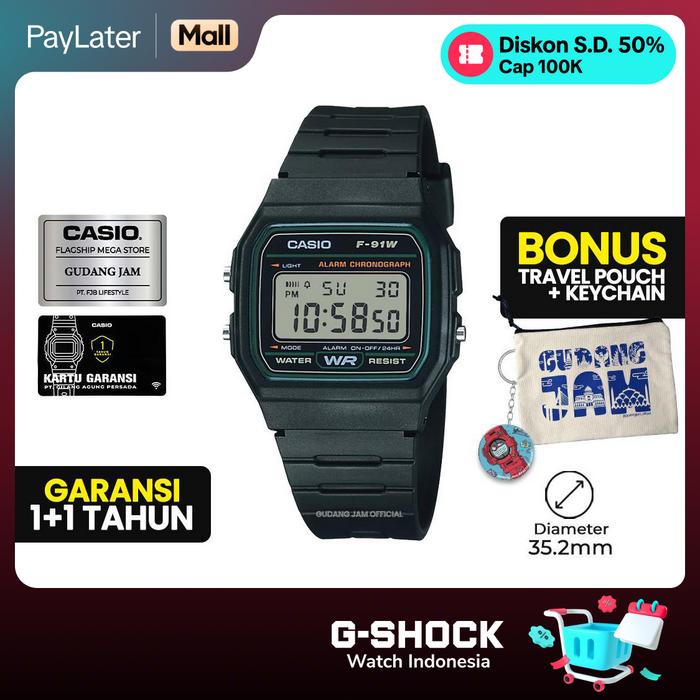 Casio General F-91W-3DG F-91W F-91 F91W F 91W Stopwatch Kaca