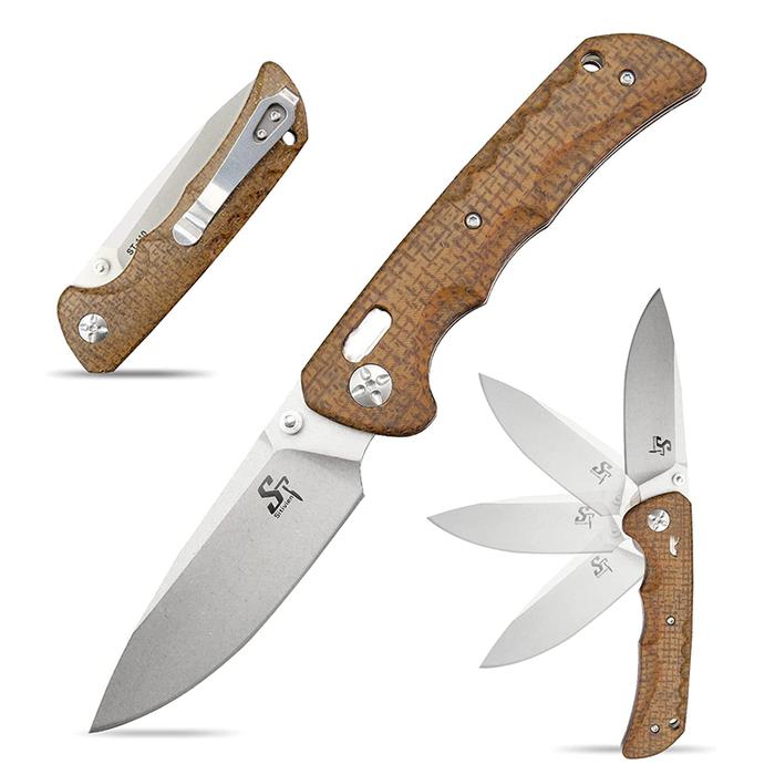 Sitivien 2022 Steel Ball Bearing D2 ST110 AxisL Micarta Hunting
