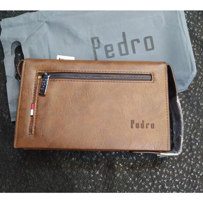 Handbag clutch Pedro Tas Gagang Unisex Pria wanita lock kunci Kulit