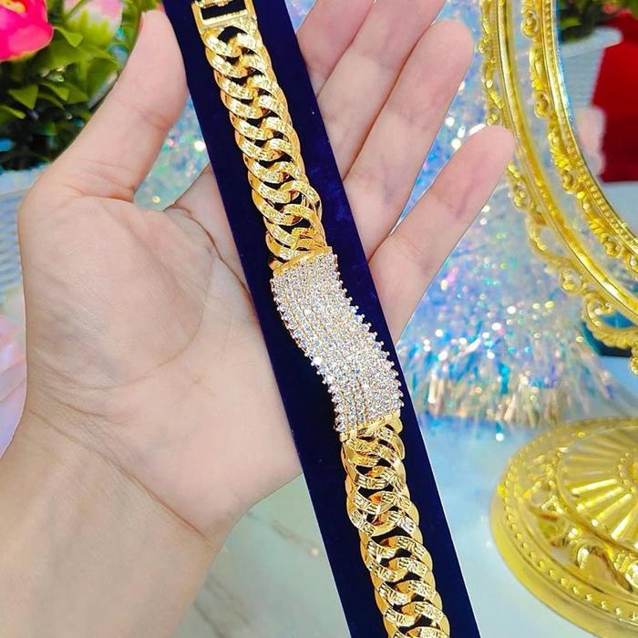 GELANG RANTAI PLAT full MATA putih IMITASI Perhiasan