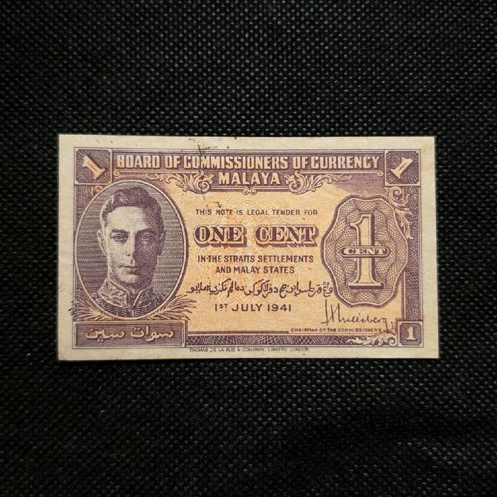 Uang Kertas 1 (One) Cent Malaya Straits Settlement 1941 - C