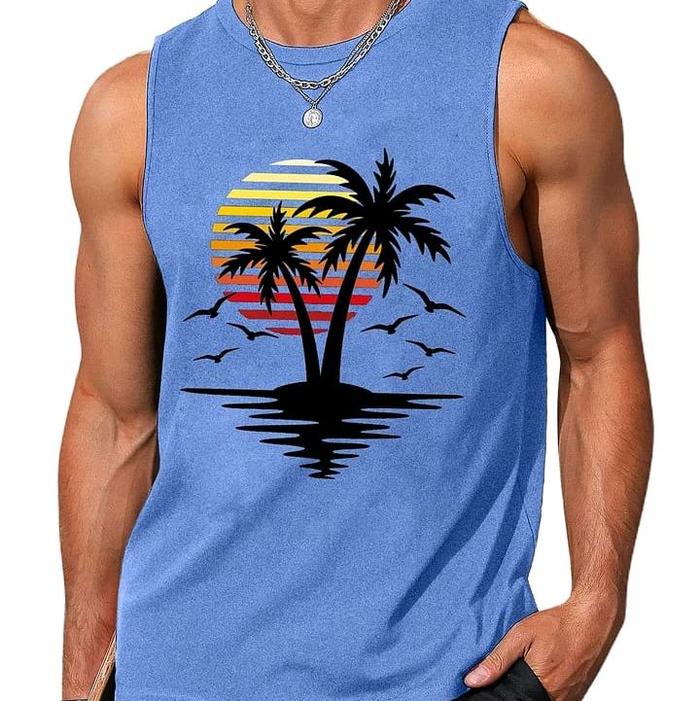 KAOS SINGLET PRIA BIG SIZE 6XL 5XL 4XL 3XL 2XL XL L M S TANK TOP  sablon Pantai For SLEEVELESS FITNE