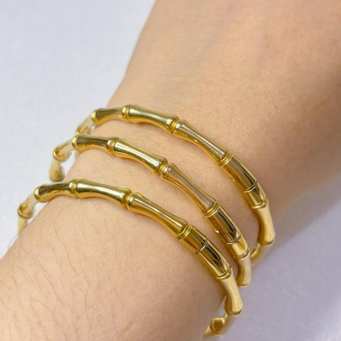 Gelang Titanium Bambu Perhiasan Anti Karat