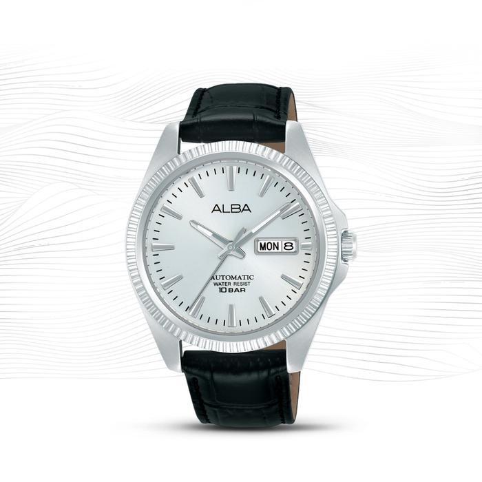Alba Mechanical AL4815X1 Ladies Automatic Silver Dial Black Leather Strap