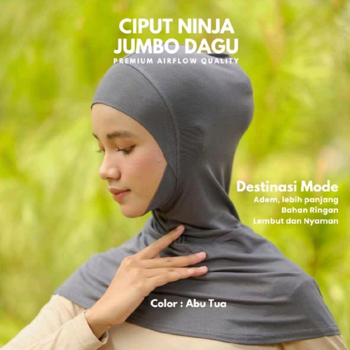 Ciput Ninja Dagu Leher Dada Full Cover Bahan 100% Rayon Super Inner Hijab Jumbo Anti Tembem Adem Str