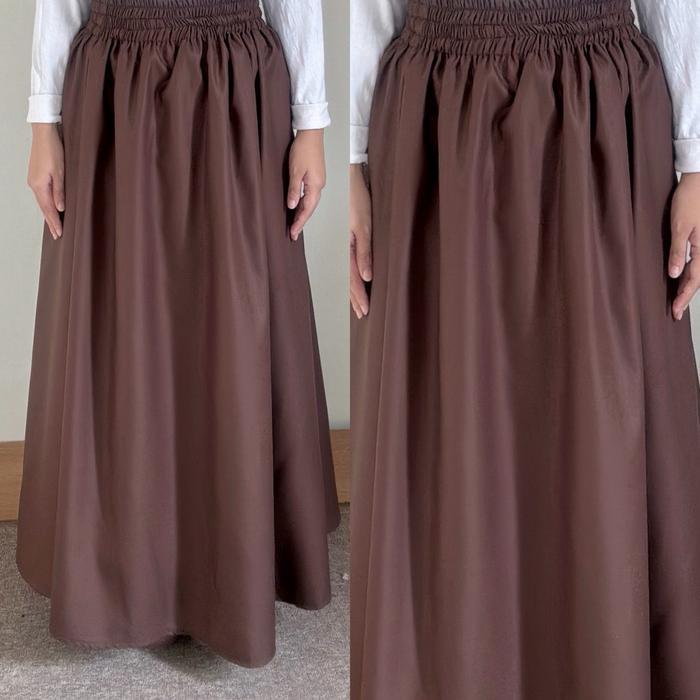 Jennie Skirt | Rok Katun Poplin | Rok Flowy | Rok Panjang Maxi Skirt | Rok Warna Kuning Biru Pastel 