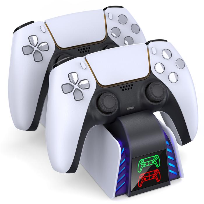Fast Charger for Sony PlayStation 5 with Cool LED Dual Controller