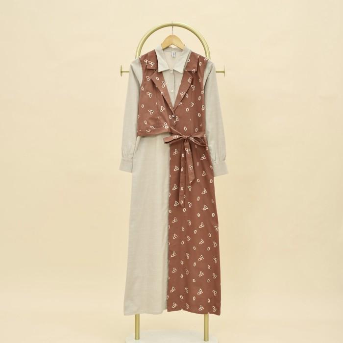 Gamis Batik Jumputan G1135 Coklat - S-M