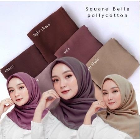 Kerudung Segi Empat Anti Letoy Bella Square Premium Pollycotton - Muslim, Polycotton Jilbab Lembut N