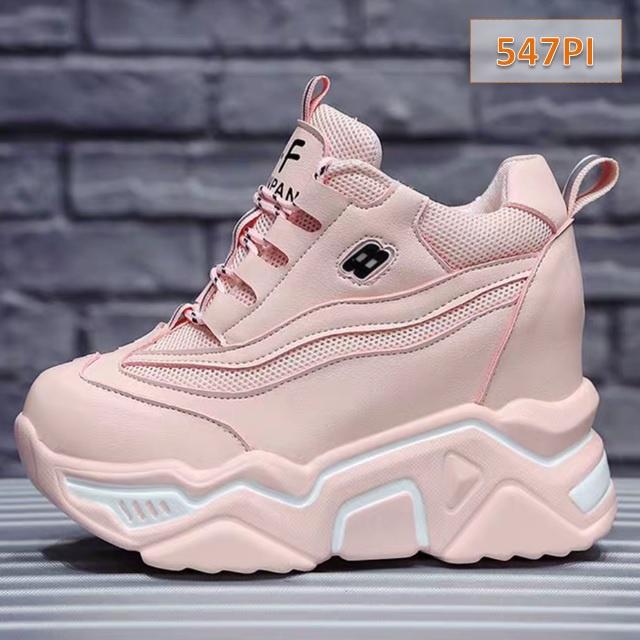 Sepatu Wedges Wanita Laudya Kasual Korea Tinggi Sol 8 Cm Hitam Pink Hijau Kuning (AS106)