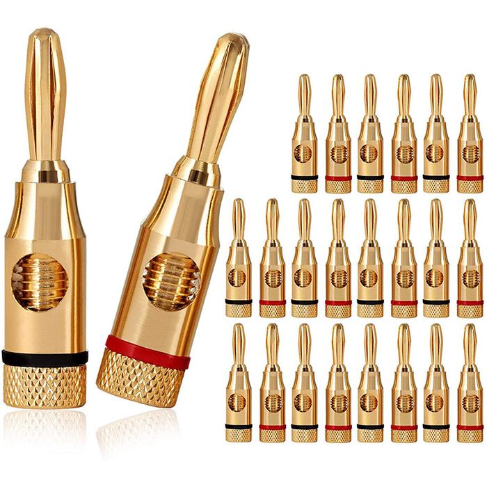 Banana Plugs Open Screw 24K Gold Plated Plugs Audio Jack Connector