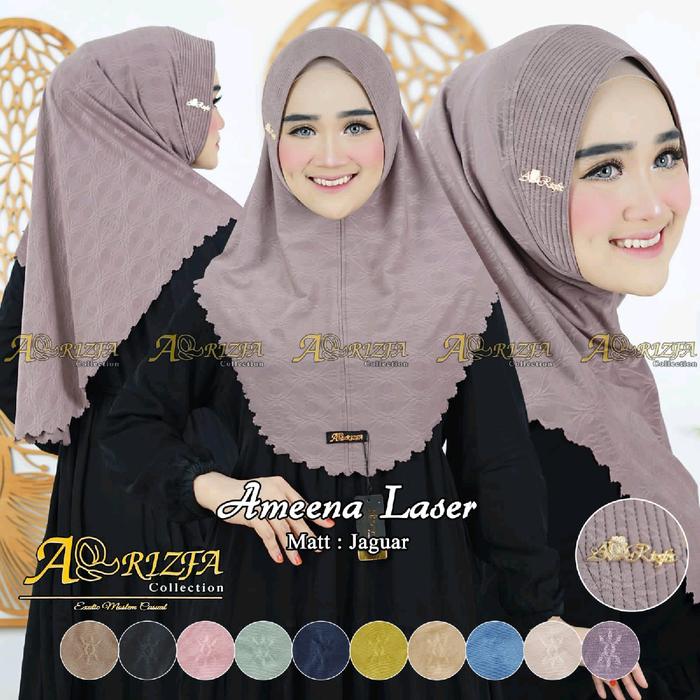 ameena laser arrizfa jilbab instan bergo laser premium Kerudung Wanita Muslim Dewasa