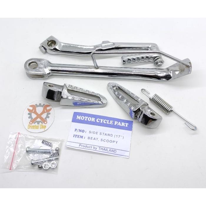 Terlaris Standar Samping ring 17 chrome +selahan chrome +FootStep chrome Honda Beat Scoopy Vario 150