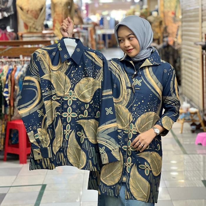 Batik couple bahan doby semi sutra sudah full lapisan trycod dan ready untuk seragaman Panjang Tunik