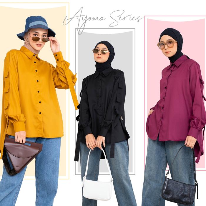 Maydee Ayoma Tunik Wanita Casual Atasan Wanita Tunik kemeja wanita Polos