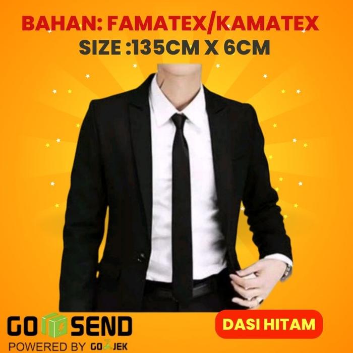 Dasi hitam polos pria kerja slim dasi jas executive formal dasi hitam polos pria panjang 140cm lebar