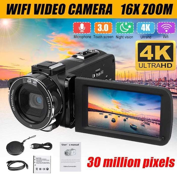 WIFI 4K HD Camcorder Professional Vlog Video Camera LCD Touch Screen