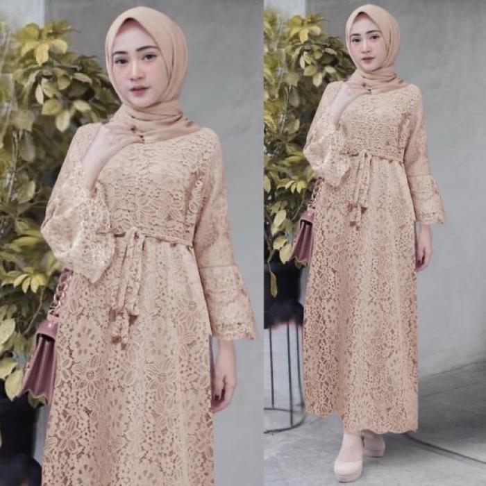 Yasinta - Gamis Brukat Premium L Xl Xxl Xxxl Jumbo Gamis Baju Pesta Nikahan Seragaman Dress Muslim W