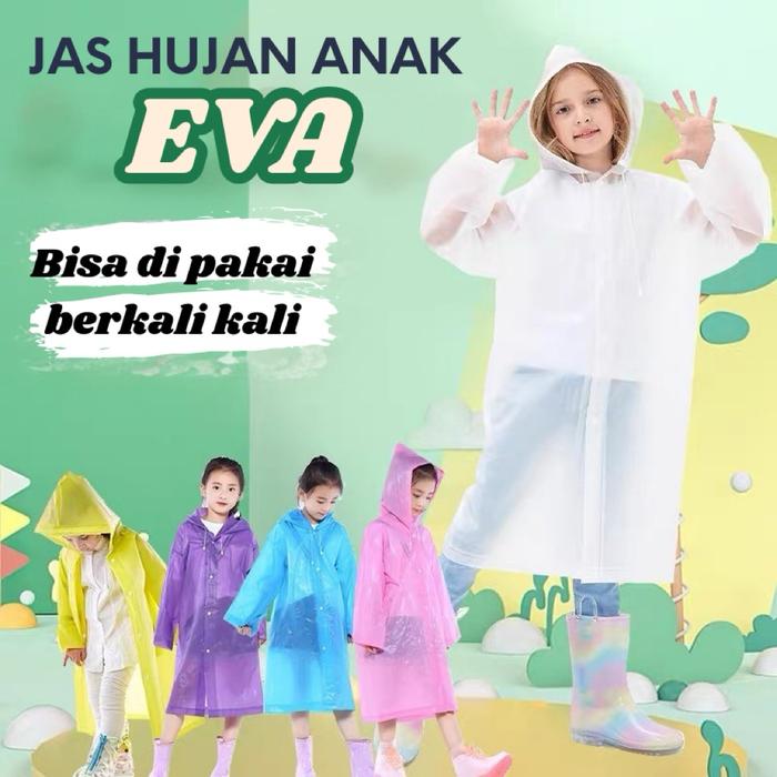 [Toko Snack Jkt ] Jas Hujan Eva Korea Raincoat Unisex Anak Terusan Ponco Transparan